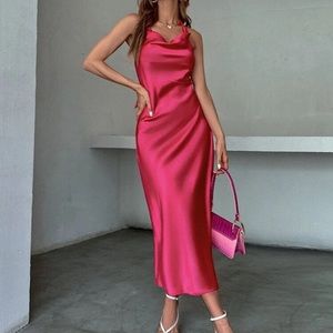 Hot Pink Satin Dress
